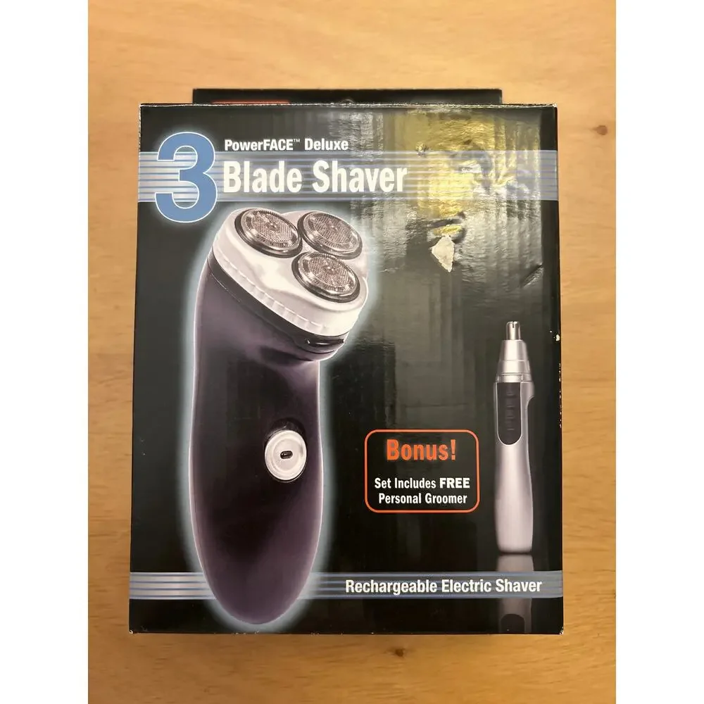 New Mens Power Face Deluxe 3 Blade Shaver with Bonus Personal Groomer Great Gift